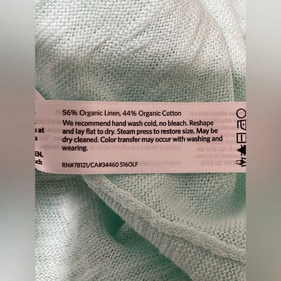 EILEEN FISHER Flower Green Organic Linen Cotton Lightweight Sweater Top XL - Picture 7 of 10